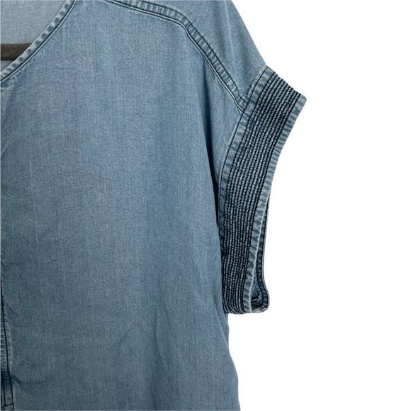 J.crew Chambray mid button short sleeve square tunic top S - Picture 8 of 8